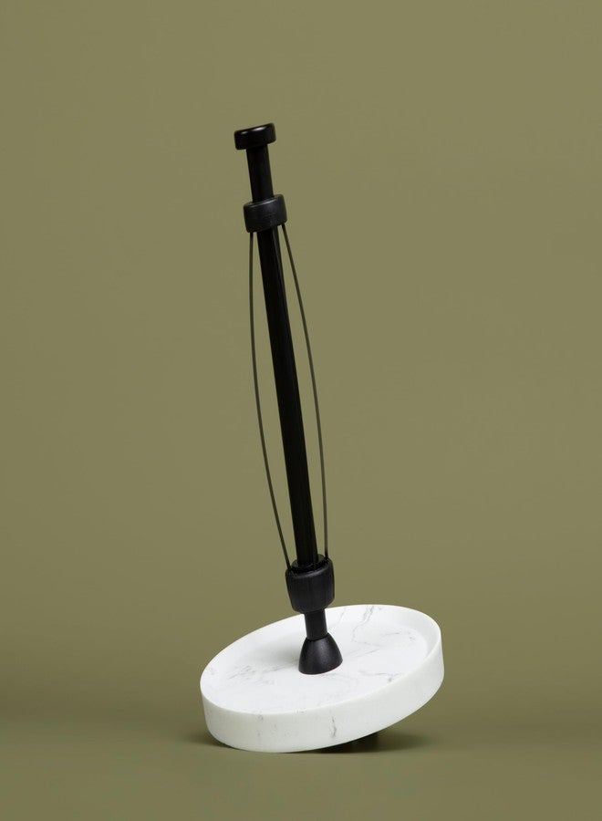 Essentra Home Stainless Steel Paper Towel Holder for Kitchen and Bathroom Countertop, Non-Slip, Ratchet Mechanism for Perfect One-Handed Tear - Fits Most Sizes Including Jumbo Rolls (Blanc Base) - Image 5