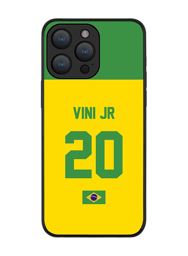 Stylizedd Cover for iPhone 15 Pro Max Case Rugged Black Slim fit Flexible Protective Phone Cases - Football Team - BrazilPlayer Name - Vini Jr - Image 1