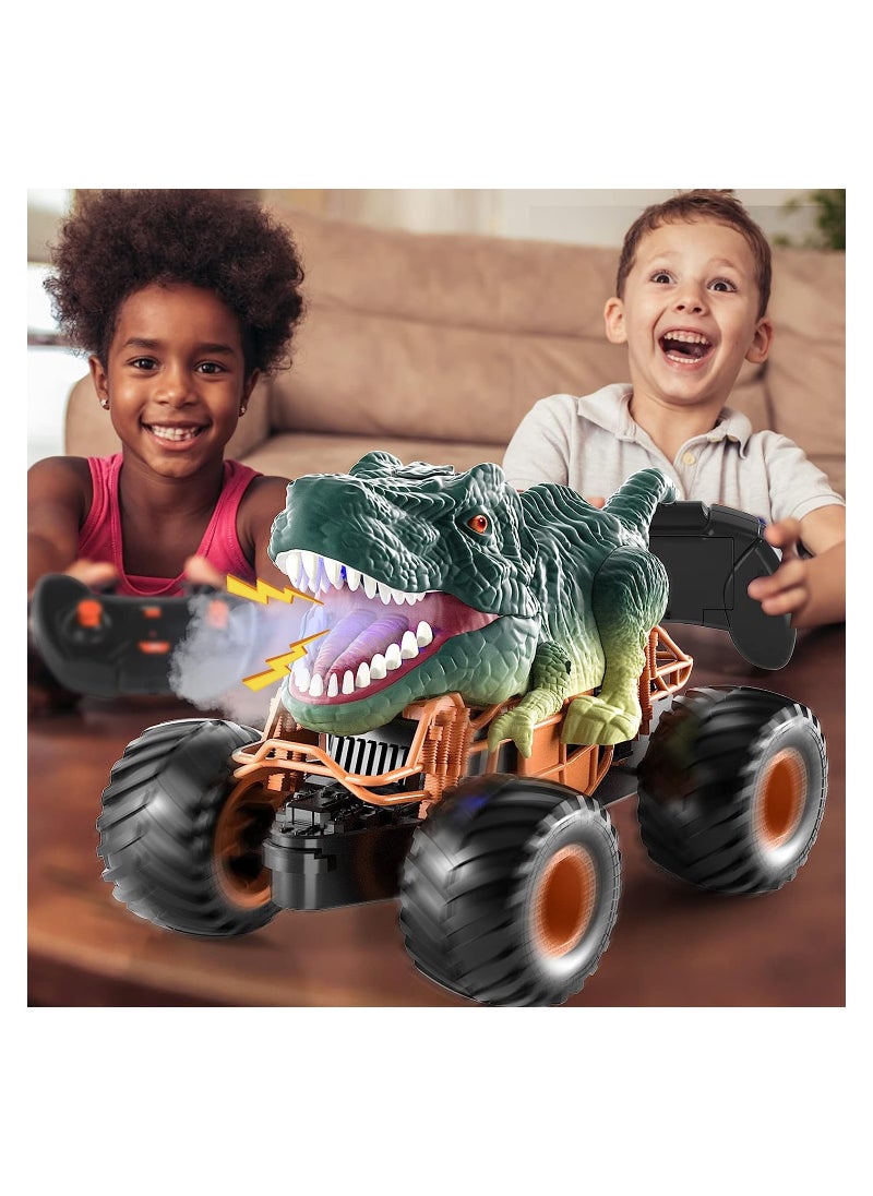 SYOSI 2.4GHz Remote Control Dinosaur Car RC Dino Toys with Light Sound Spray Indoor Outdoor All Terrain Electric RC Car Toys Birthday Gifts for 3 to 12 Boys Kids  - Image 3