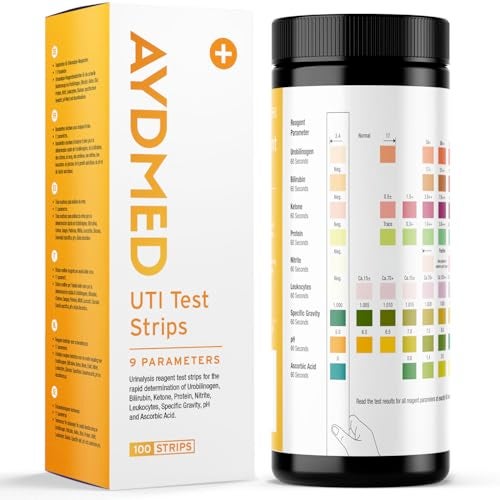 Aidteq 100 x AYDMED 9in1 UTI Test Strips 9 Parameter Urine Test Strips for Leukocytes Nitrite Specific Gravity pH Protein Urobilinogen Bilirubin Ketone Ascorbic Acid FSA HSA Eligible - Image 2