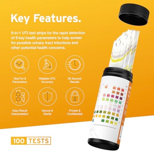 Aidteq 100 x AYDMED 9in1 UTI Test Strips 9 Parameter Urine Test Strips for Leukocytes Nitrite Specific Gravity pH Protein Urobilinogen Bilirubin Ketone Ascorbic Acid FSA HSA Eligible - Image 5