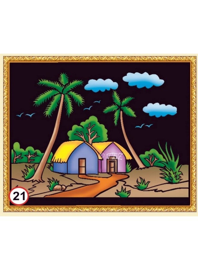 Tez DIY - Emboss Painting Kit, Farm House, Medium(13x19 inch), Design No. 21 - Image 1