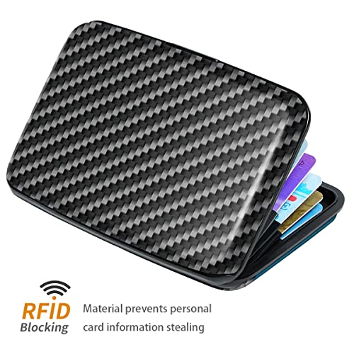 Coco Rossi Mini Credit Card Holder for Women and Men,RFID Blocking Slim Hard Card Case ID Case Travel Wallet, Carbon Fiber - Image 3