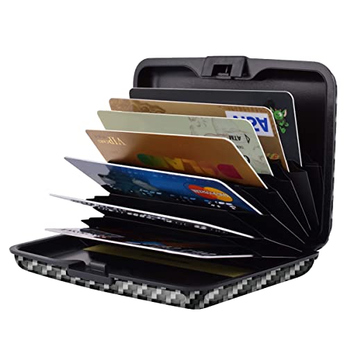 Coco Rossi Mini Credit Card Holder for Women and Men,RFID Blocking Slim Hard Card Case ID Case Travel Wallet, Carbon Fiber - Image 2