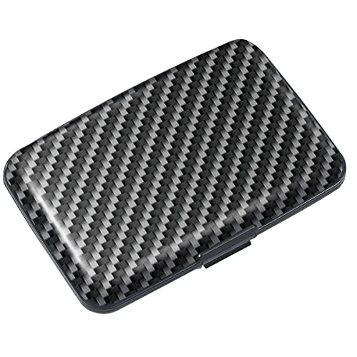 Coco Rossi Mini Credit Card Holder for Women and Men,RFID Blocking Slim Hard Card Case ID Case Travel Wallet, Carbon Fiber - Image 4