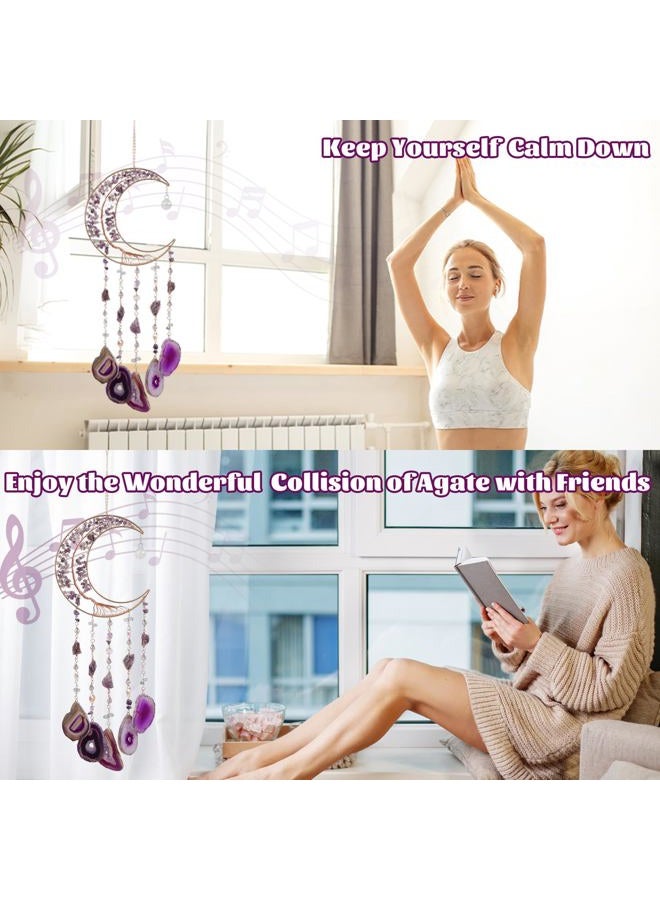 Dreamocean Amethyst Dream Catchers, Dreamocean Moon Tree of Life Dream Catcher Crystal Wind Chimes Sun Catcher Hanging Window Wall Decor Yoga Meditation Gifts for Adults Girls - Image 2