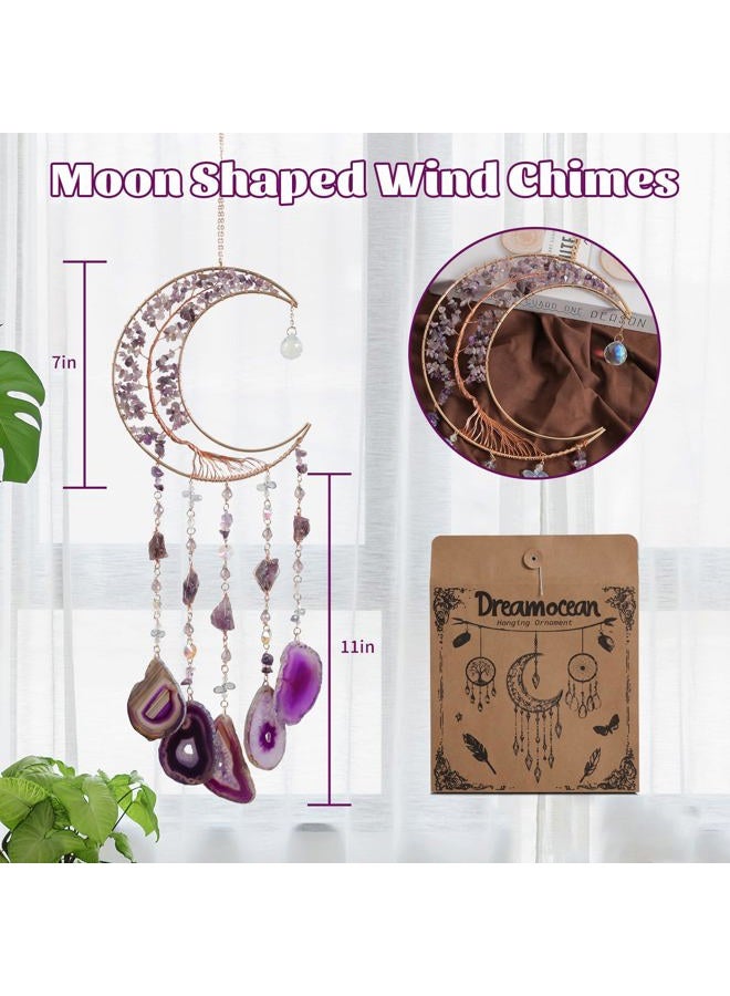 Dreamocean Amethyst Dream Catchers, Dreamocean Moon Tree of Life Dream Catcher Crystal Wind Chimes Sun Catcher Hanging Window Wall Decor Yoga Meditation Gifts for Adults Girls - Image 5