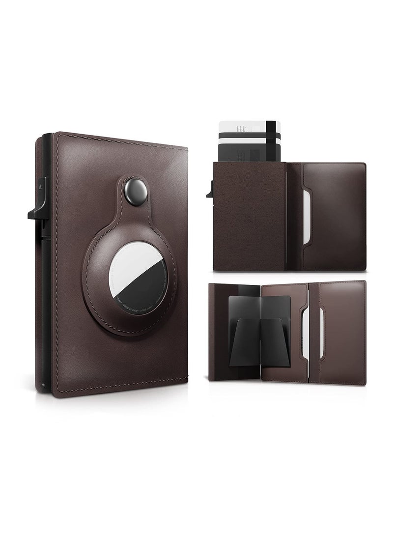 Zikra AirTag Wallet, Trackable Wallet with AirTag Holder, RFID-Blocking Minimalist Leather Wallet, Slim Leather Airtag Wallet, Men and Women, Smart Wallet, AirTag Not Included (Mocha) - Image 1