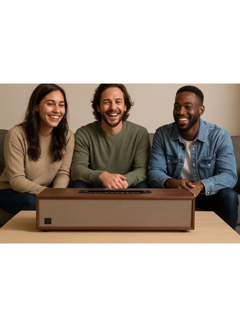 Kisonli G11 Wooden Bluetooth Speaker with 360-Degree Surround Sound – 16W – 1200mAh Battery – Up to 5 Hours of Playback – Deep Bass – Brown  - Image 5