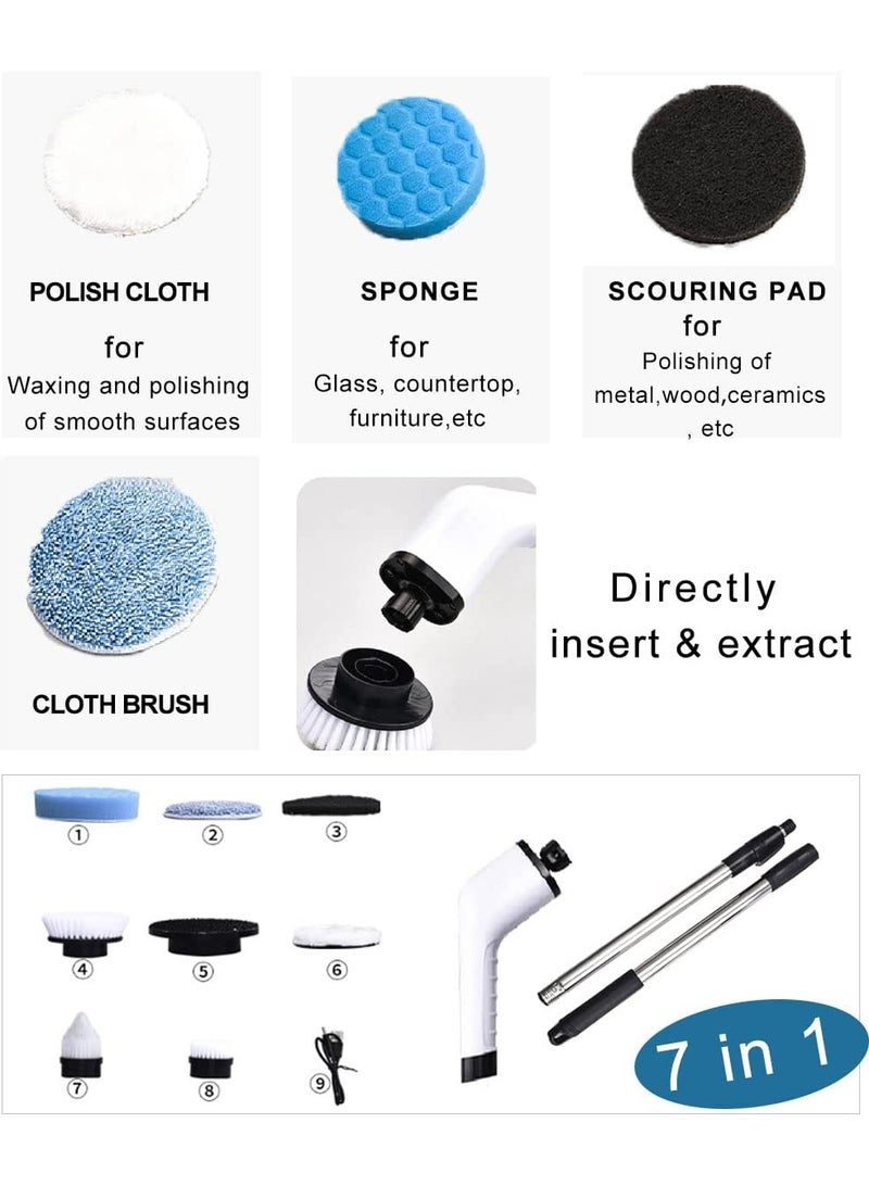 Electric Spin Scrubber Rechargeable Cleaning Brush with 7 Replaceable Brush Heads, Cordless and Portable Power Scrubber, Electric Bathroom Scrubber for Cleaning Tile, Sink, Window, Floor, Tub, Car