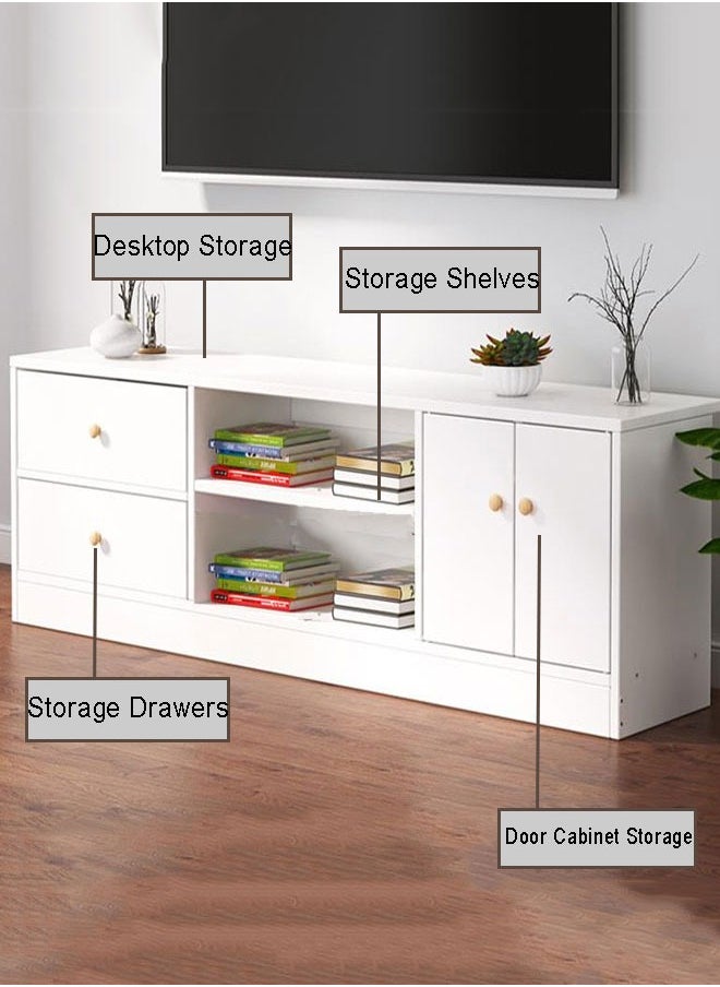 GoldenLike - TV Table,TV Cabinet,TV Stand with Storage and Drawers,Living Room Furniture Television Cabinet,Modern Media Storage Stand Shelves Console Table TV Unit TV Rack - Image 1