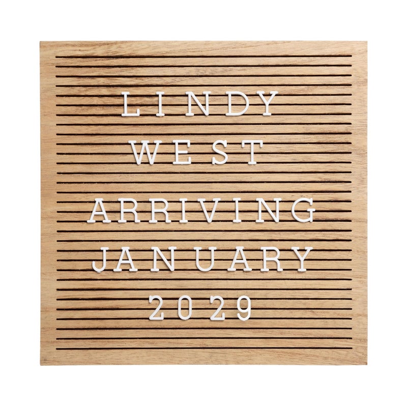 Pearhead Wooden Letter Board, 10 x 10 Inch Felt Message Board with Letters and Numbers for Baby Milestones and Home DÃ©cor - Image 1