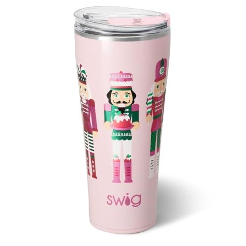 Swig Life 32oz Insulated Tumbler Travel Coffee Tumbler with Lid Cup Holder Friendly Travel Coffee Mug Stainless Steel Nutcracker Insulated Mug with Lid Sugar Plum Soldiers - Image 1