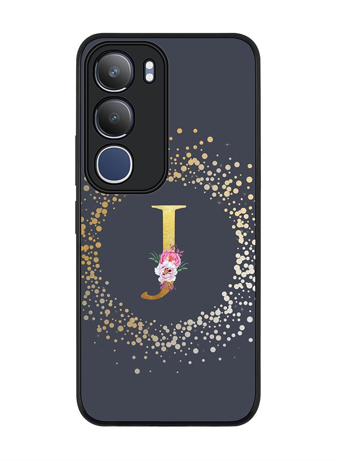 Stylizedd For vivo Y19s / Y19s Pro Case,Slim fit Camera Protection, Shockproof Thin Phone cover  - Custom Monogram Floral - J  (Grey )