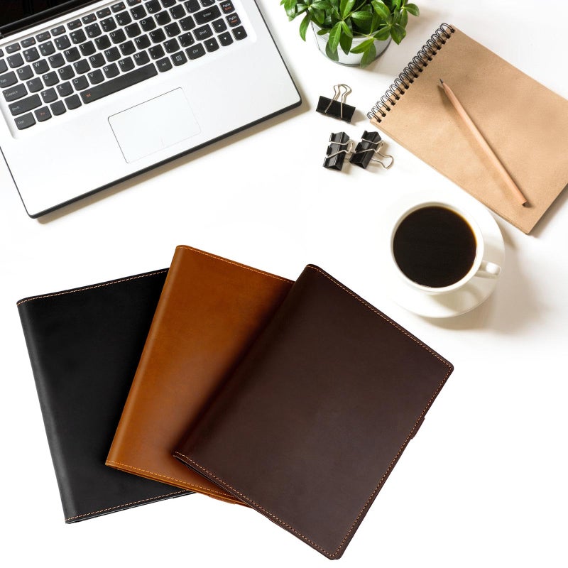 Coffee Color Heavy Duty PU Leather Executive Notebook Protector Document Holder For Daily Commuting - Image 3