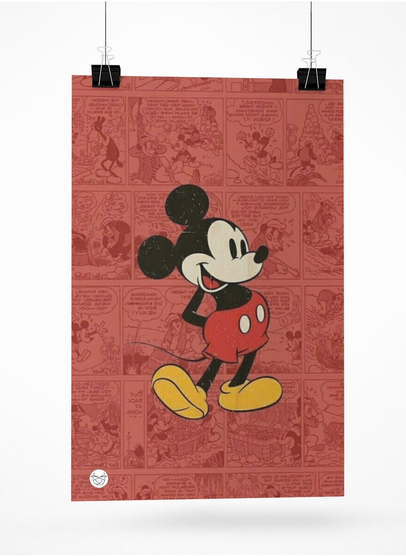 Reeman Design Poster with Mickey Mouse design printed on a red background 