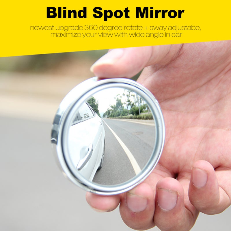 Blind Spot Car Mirror 2" HD Frameless Ultrathin White Glass - 360° Rotate Sway Adjustable IP65 Waterproof Wide Angle Rear View Mirror Accessories for Trucks, Cars, SUVs, RVs, Vans - Image 4