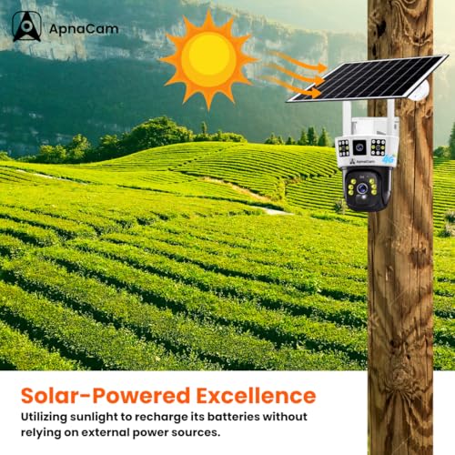 ApnaCam 8Mp Solar 4G SIM Support Pan & Tilt Zoom Dual Lens CCTV Camera, Outdoor Camera, Weatherproof, 2 Way Talk, Motion Detect, Supports SD Card Up to 256 GB Use for Factories,Farms,etc - Image 2