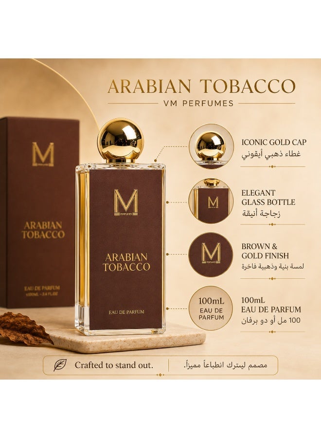 VM PERFUMES Arabian Tobacco Eau de Parfum 100ml – Oriental Fragrance with Tobacco, Oud & Leathery Notes for Bold, Confident Wear - Image 2