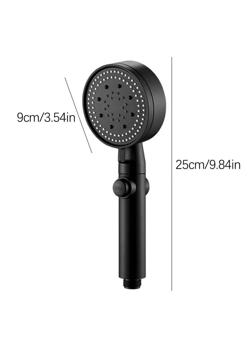 Handheld Adjustable Shower Head High Pressure Water Saver with Inner Fan, Five Modes, Elegant Black Color, Bathroom Shower Head, Switch Button on/off - Image 2