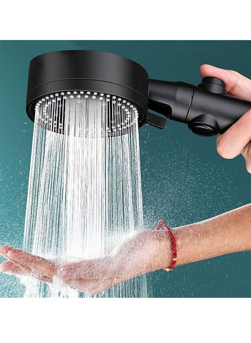 Handheld Adjustable Shower Head High Pressure Water Saver with Inner Fan, Five Modes, Elegant Black Color, Bathroom Shower Head, Switch Button on/off - Image 3