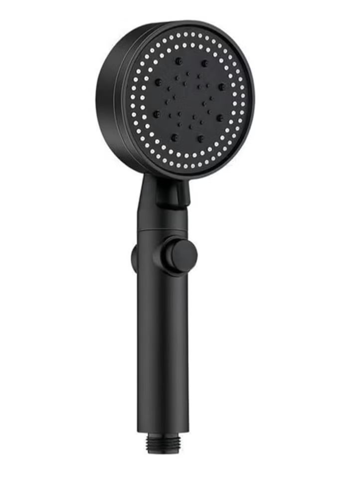 Handheld Adjustable Shower Head High Pressure Water Saver with Inner Fan, Five Modes, Elegant Black Color, Bathroom Shower Head, Switch Button on/off - Image 1