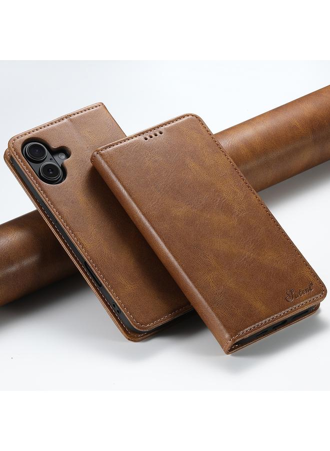 Suteni Case For iPhone 16 J02 Oil Wax Wallet Leather Phone Case - Image 1