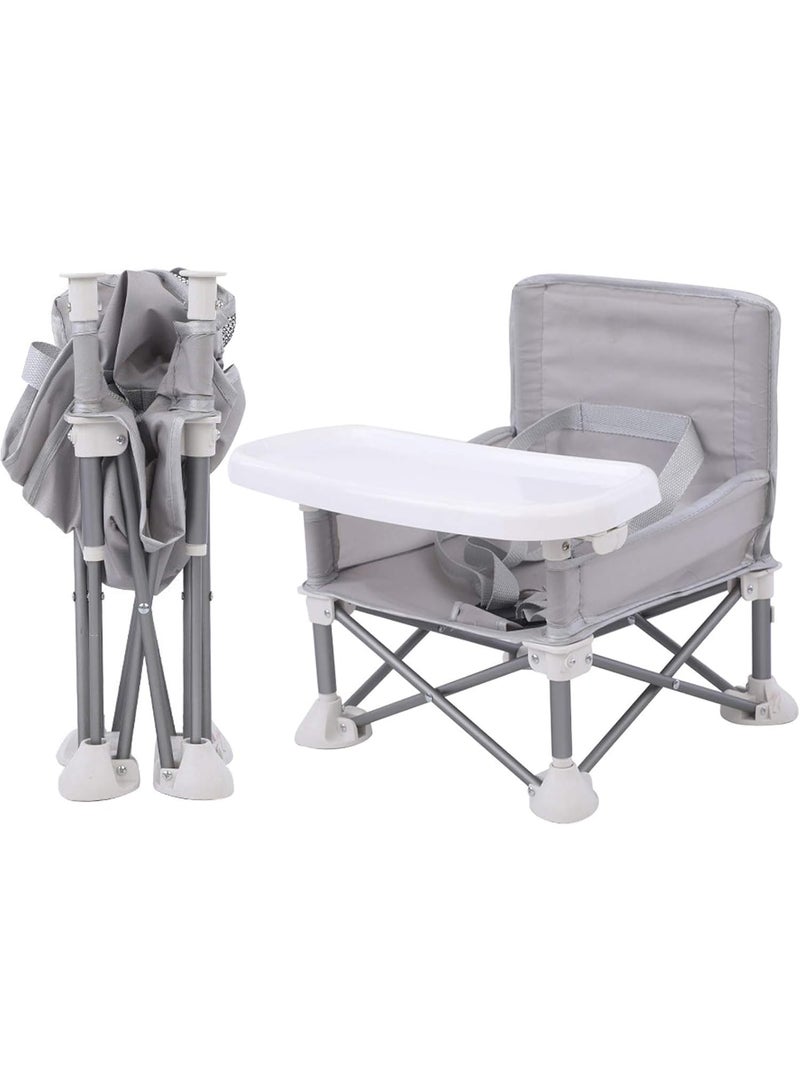 AUTOYSUR Baby Seat Booster High Chair,Space Saver High Chair, Portable High Chair, Folding Booster Feeding Chair,with Travel Bag(grey)  - Image 1