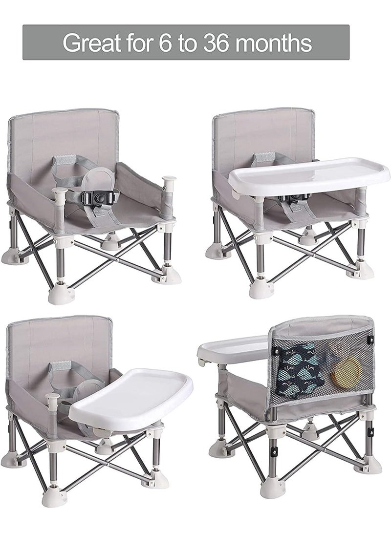 AUTOYSUR Baby Seat Booster High Chair,Space Saver High Chair, Portable High Chair, Folding Booster Feeding Chair,with Travel Bag(grey)  - Image 3