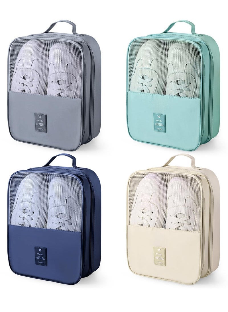 Captaintech Pcs Shoe Bags for Travel Holds 3 Pair of Shoes Portable Shoe Storage Pouch Waterproof Shoe Packing Cubes with Handle Shoe Organizer Travel for Suitcase Daily Use, Classic Colors  - Image 1