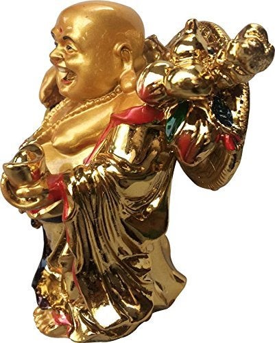 GJ Feng Shui Laughing Buddha with Ingot & Coin Chain - Image 3