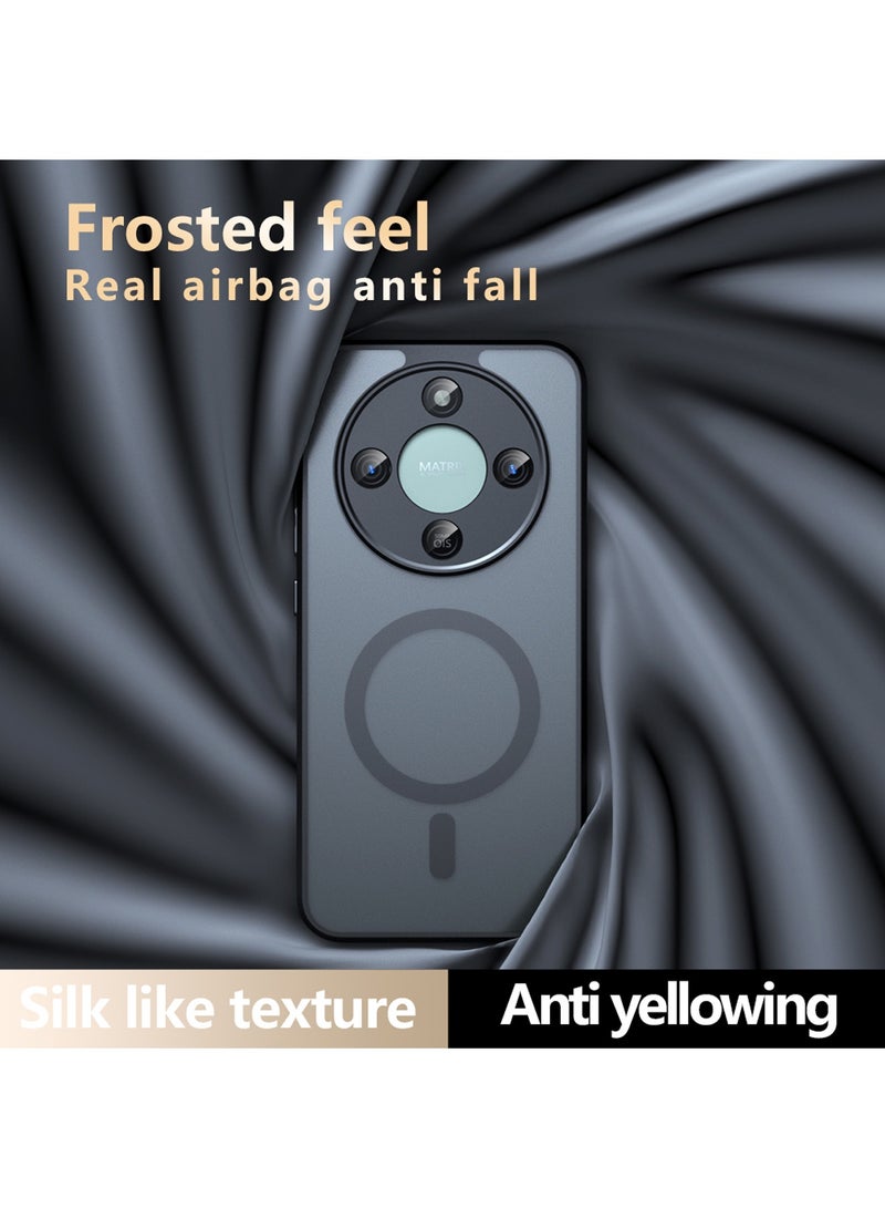 Adando Magnetic for Honor X9D 5G/Magic 8 Lite Case, Slim Thin Translucent Matte Hard Back Back Soft Bumper Shockproof Phone Cover (Black) - Image 4