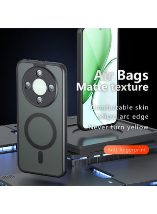 Magnetic for Honor X9D 5G/Magic 8 Lite Case, Slim Thin Translucent Matte Hard Back Back Soft Bumper Shockproof Phone Cover (Black) - view 2