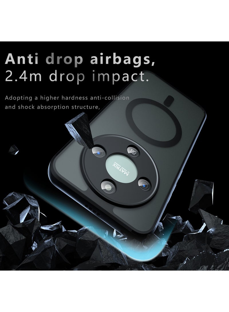 Adando Magnetic for Honor X9D 5G/Magic 8 Lite Case, Slim Thin Translucent Matte Hard Back Back Soft Bumper Shockproof Phone Cover (Black) - Image 5