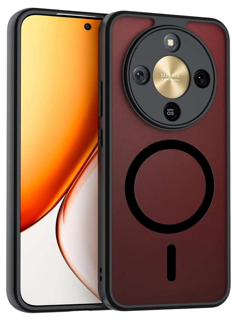 Adando Magnetic for Honor X9D 5G/Magic 8 Lite Case, Slim Thin Translucent Matte Hard Back Back Soft Bumper Shockproof Phone Cover (Black) - Image 1