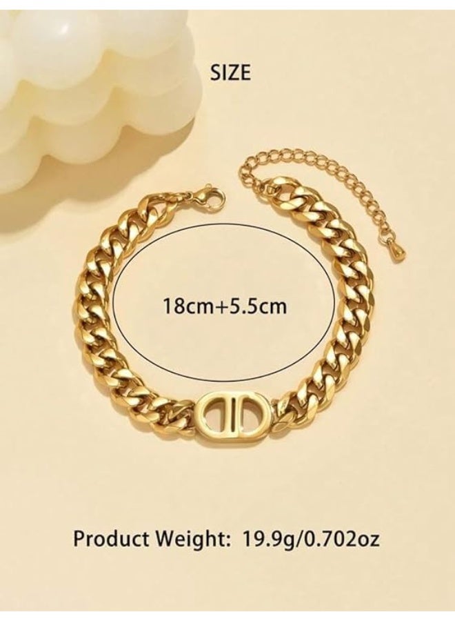 Dior 2 Pieces Stainless Steel Double D Shape Chunky Bracelet Necklace Set, Waterproof, No Tarnish, No Discoloration for All People From Fayruz Jewelry  - Image 5