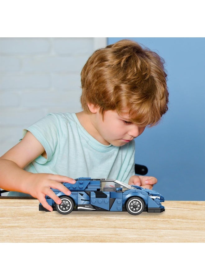 Loquat Sports Car Building Toy Set Technique and Engineering Construction Toy Speed Champion Race Car Agera Blue - Image 4