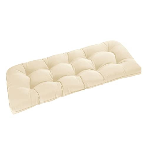 downluxe Outdoor Bench Cushion for Patio Furniture Waterproof Tufted Overstuffed Porch Swing Cushions Thick Outdoor Loveseat Cushions 44 X 19 X 5 Beige Set of 1