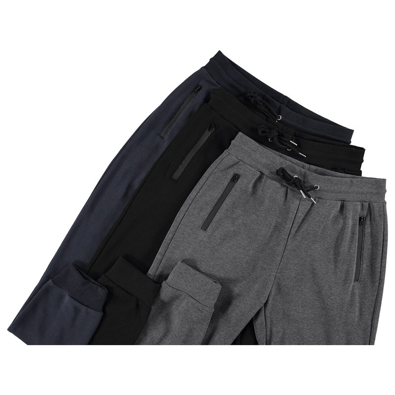 PURE CHAMP Mens 3 Pack Fleece Active Athletic Workout Jogger Sweatpants for Men with Zipper Pocket and Drawstring Size S-3XL (Medium, Set 2) - Image 4