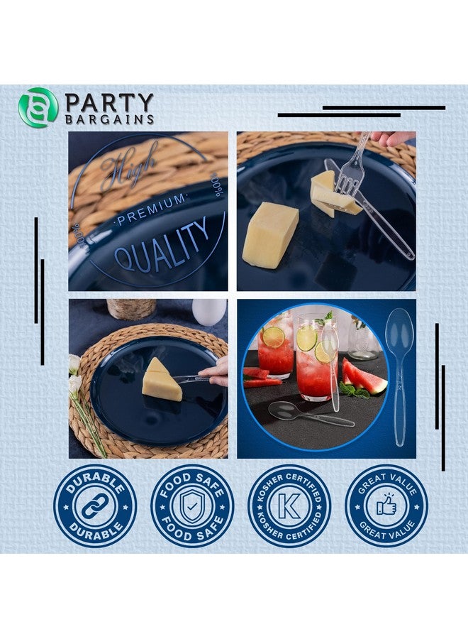 Party Bargains مجموعة أدوات المائدة القابلة للاستخدام لمرة واحدة من بارغينز للحفلات، تصميم سافير، لون شفاف، 360 قطعة: 180 شوكة، 120 ملعقة، 60 سكين - Image 3