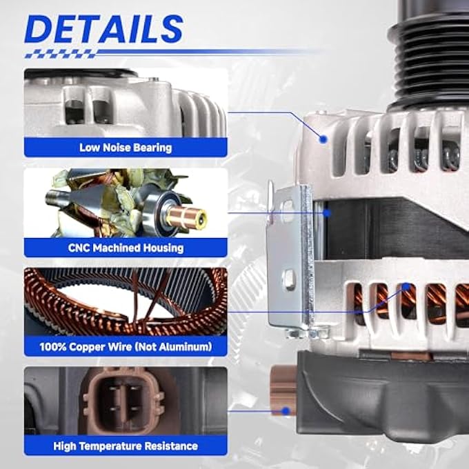 TSSLIIN High Output Alternator For/Toyota Camry 2007-2009, Corolla 2009-2010, Matrix 2009-2013 For/Pontiac Vibe 2009-2010 For/Scion xB, L4 2.4L, Upgraded 100A 12V CW 7-Groove 27060-0H110 VND0396 - Image 4