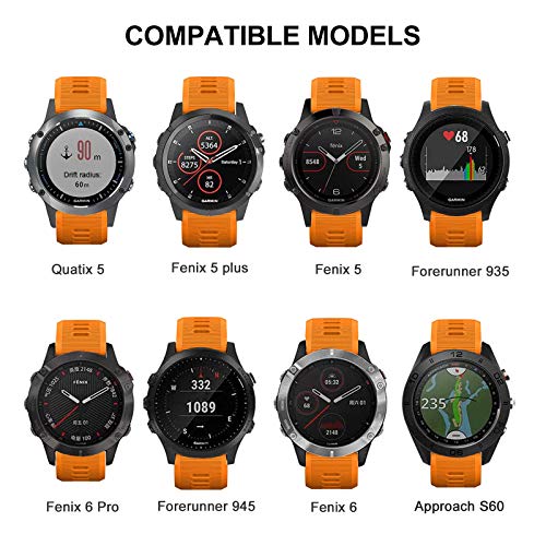 ISABAKE Band for Garmin Forerunner 935/Forerunner 945/Forerunner 745,Compatible with Fenix 5/ Fenix 5Plus/ Fenix 6/ Fenix 6 Pro/Approach S60,Soft Silicone 22mm Replacement Bands - Image 3