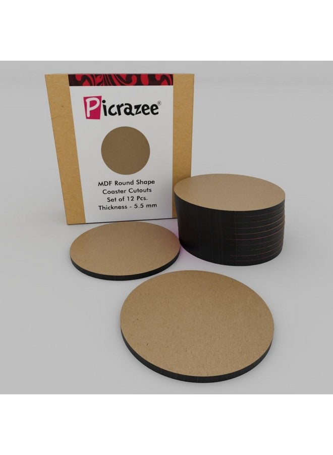 PICRAZEE أطباق خشبية MDF دائرية 12 من بيكرازي لمشاريع الحرف اليدوية، فن الماندالا، فن الراتنج، الرسم، مجموعة زينة (RC_12) - Image 1