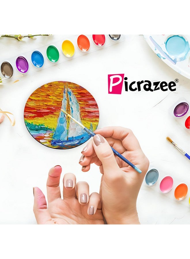 PICRAZEE أطباق خشبية MDF دائرية 12 من بيكرازي لمشاريع الحرف اليدوية، فن الماندالا، فن الراتنج، الرسم، مجموعة زينة (RC_12) - Image 5