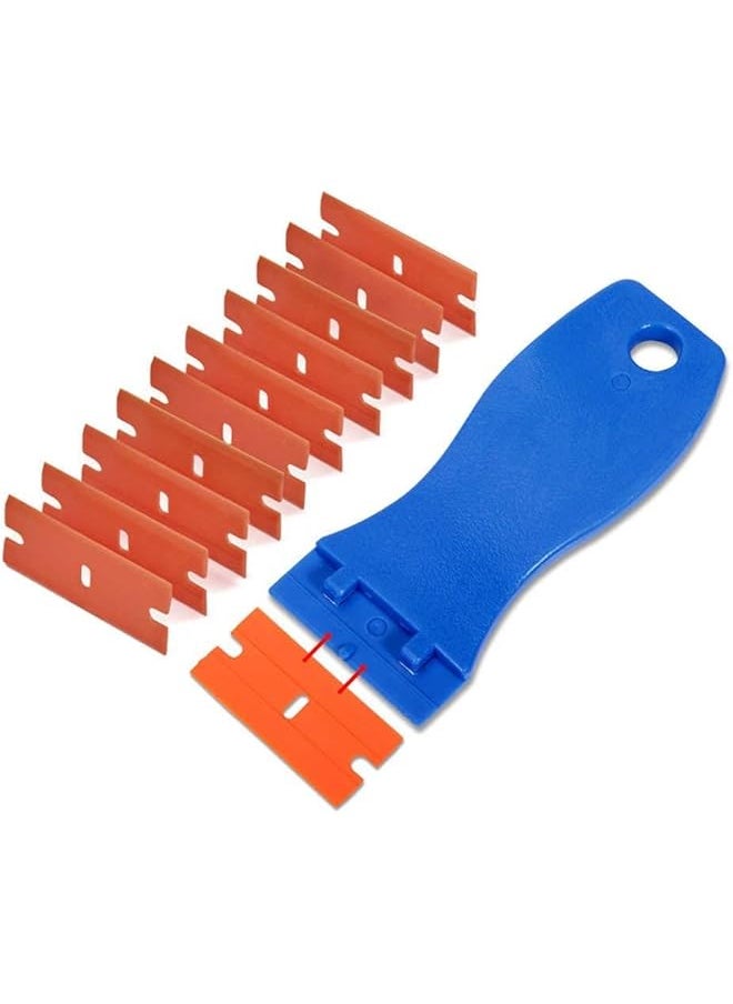 PROMASS promass Plastic Razor Blade Scraper, 1.5" Plastic Razor Scraper, Scraper Tool With 10pcs Plastic Blades, Cleaning Scraper Remover For For Labels Decal, Stickers, Window Cleaning  - Image 1