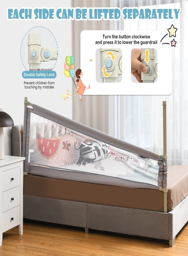 GLACER Bed Rail for Toddlers, 77” Extra Long, Height Adjustable Baby Bed Rail Guard with One-Side Lifting Design, Double Safety Locks, Safety Bed Guardrail for Kids with Side Storage Pocket (Elephant) - Image 2