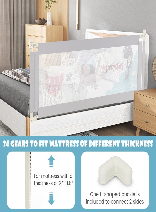 GLACER Bed Rail for Toddlers, 77” Extra Long, Height Adjustable Baby Bed Rail Guard with One-Side Lifting Design, Double Safety Locks, Safety Bed Guardrail for Kids with Side Storage Pocket (Elephant) - Image 3