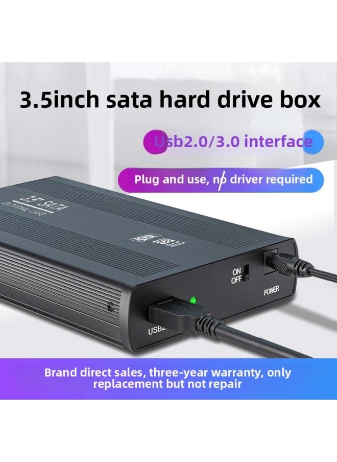 Generic - Mobile Hard Disk Box 3.5 Inch Solid State Hard Disk 3.0 SATA Reading Box Desktop External Mechanical External Box-Capacity:3.5inch -sata-2.0 Silver - Image 1
