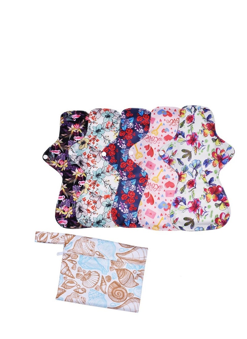 Y&D - 5 Pack  Reusable Sanitary Pads  Bamboo Charcoal Towels Washable Waterproof Menstrual Absorbent Cloth Large size to Heavy Flow Eco Friendly Pads - Image 1