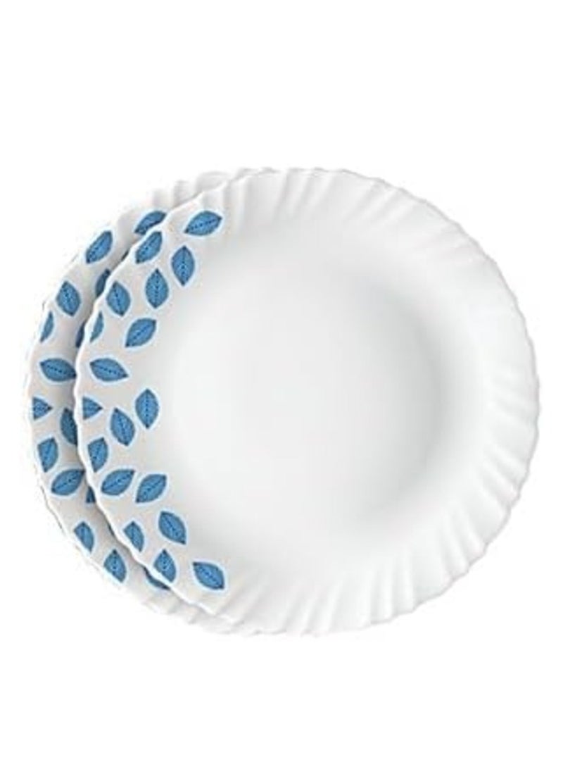 British Chef 10 Pieces Opalware Dinner Sets- Microwave & Dishwasher Safe-Blue Leaves Dinnerware set with 4-Piece Full Plate/2-Piece Side Plates/ 2-Piece Soup Bowls/2-Piece Spoons- White  - Image 3